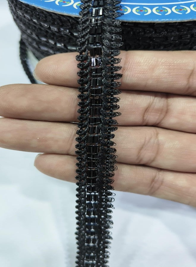 PREMDAS LACES PREMDAS LACE Net Fabric Katdana Nalki Lace for Saree's Border Finetage Pipe Lace for Dresses, Sarees, Lehenga, Suits, Blouses, Dupatta, Chunri and Craft (9meter) (Black) - Image 2